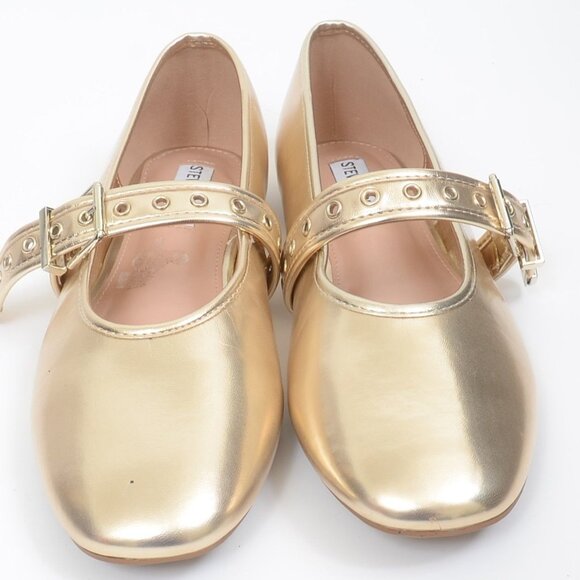Steve Madden Women's 10M Gold Metallic Mary Jane Flats Cosplay School Fairy - Picture 2 of 7